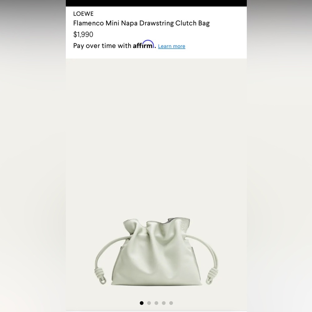 Loewe mini flamenco leather clutch in light green. Like new. Retail $1,990